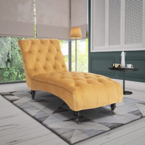 Velvet Gold Layla Chesterfield Chaise Lounge