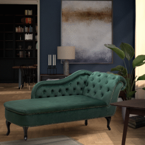 Velvet Bottle Green  Left Hand Facing Monroe Chaise Lounge